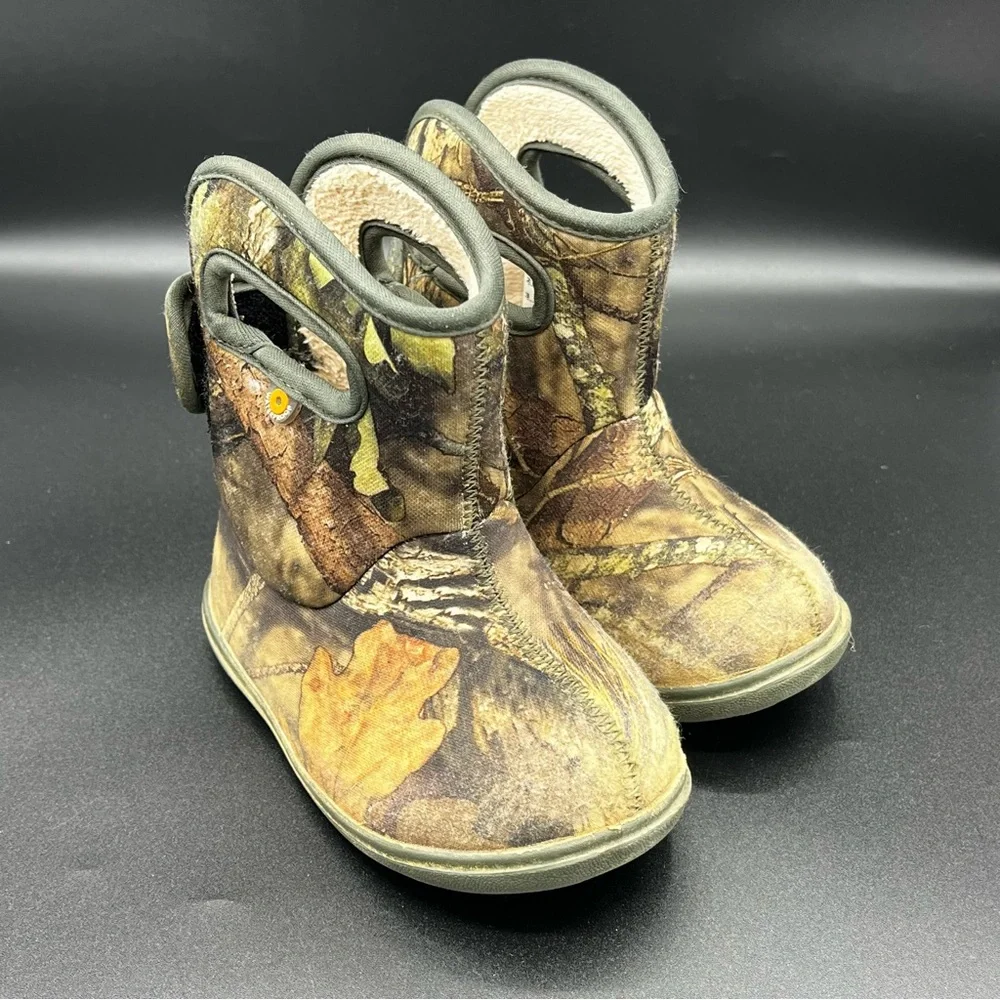 Bogs Kids Camo Brown Green Pull-On Boots